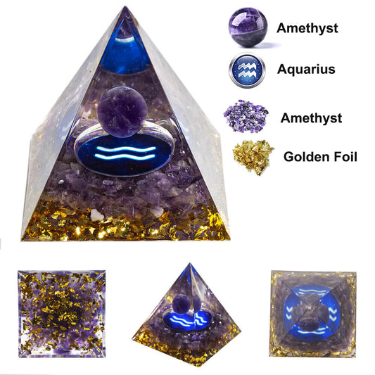 Etheric Aura Natural Crystal Graval Drip Shaped Zodiac Pyramid Aquarius