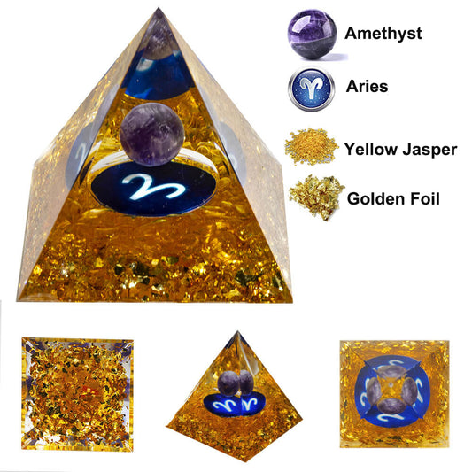 Etheric Aura Natural Crystal Graval Drip Shaped Zodiac Pyramid Aries