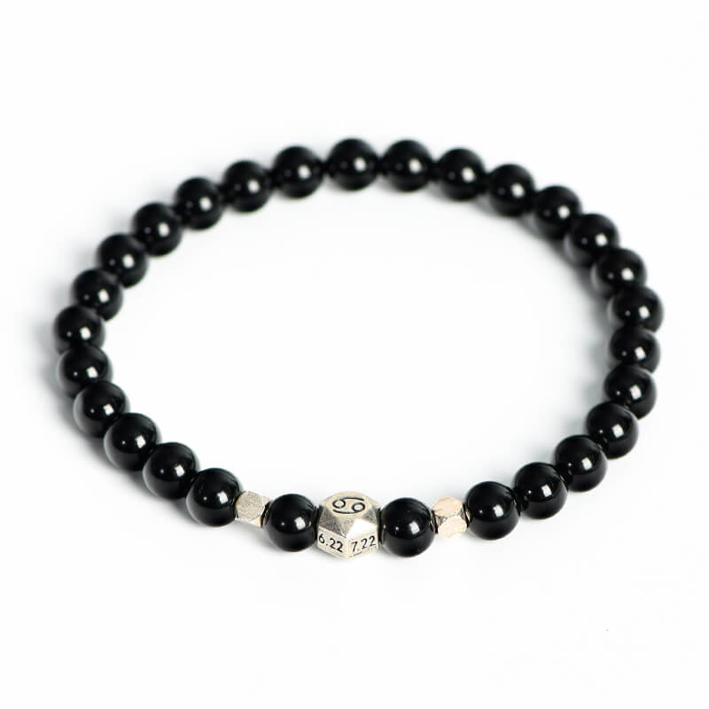 Etheric Aura Obsidian 12 Zodiac Bracelet