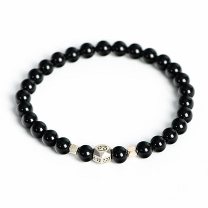 Etheric Aura Obsidian 12 Zodiac Bracelet