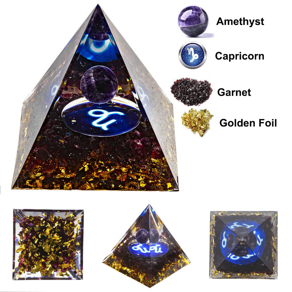 Etheric Aura Natural Crystal Graval Drip Shaped Zodiac Pyramid Capricorn