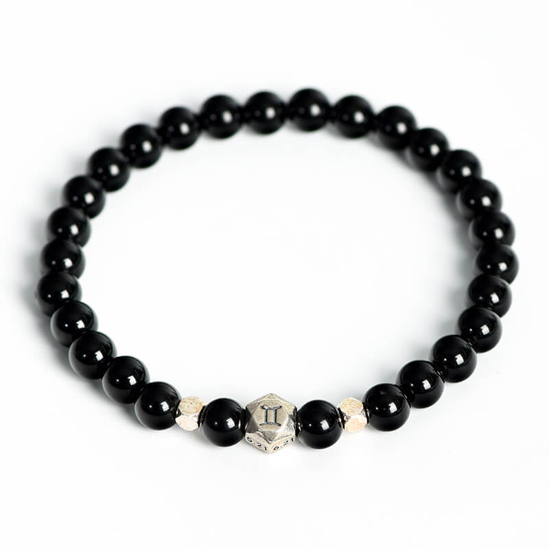 Etheric Aura Obsidian 12 Zodiac Bracelet