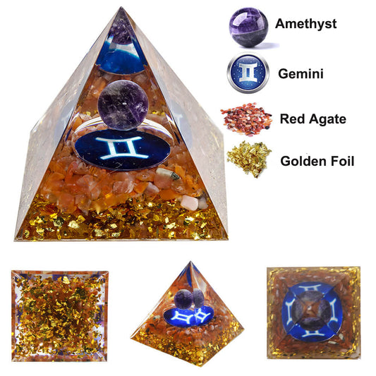 Etheric Aura Natural Crystal Graval Drip Shaped Zodiac Pyramid Gemini