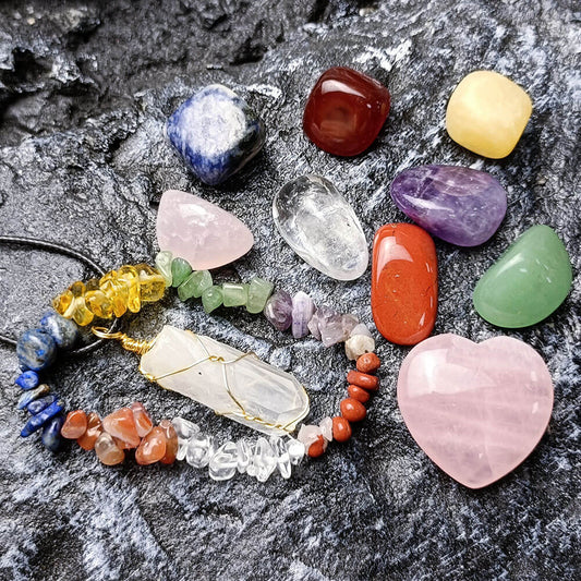 Rose Quartz Heart Pendant Chakra Bracelet Kit