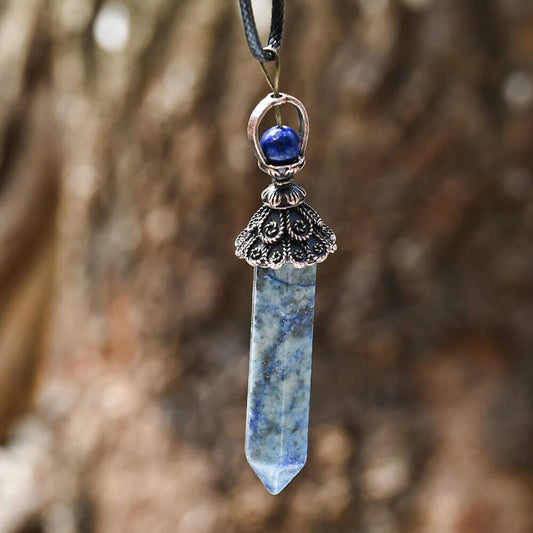 Etheric Aura Hexagonal Column Natural Crystal Pendulum