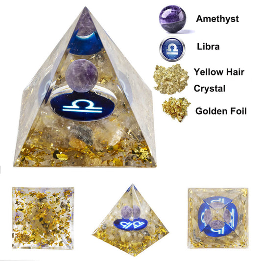 Etheric Aura Natural Crystal Graval Drip Shaped Zodiac Pyramid Libra