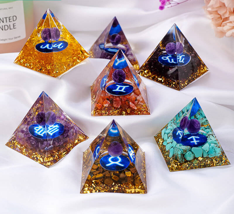 Etheric Aura Natural Crystal Graval Drip Shaped Zodiac Pyramid Aries