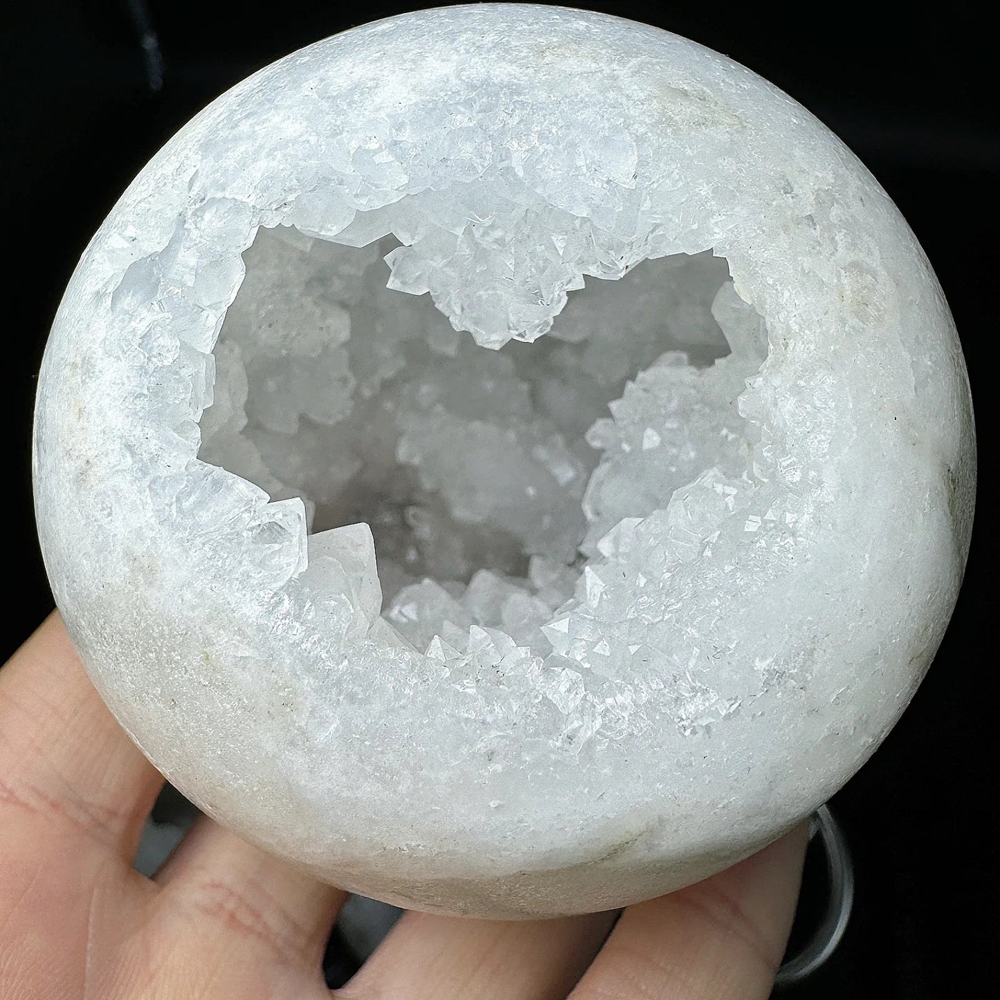 Etheric Aura White Agate Cave Crystal Sphere