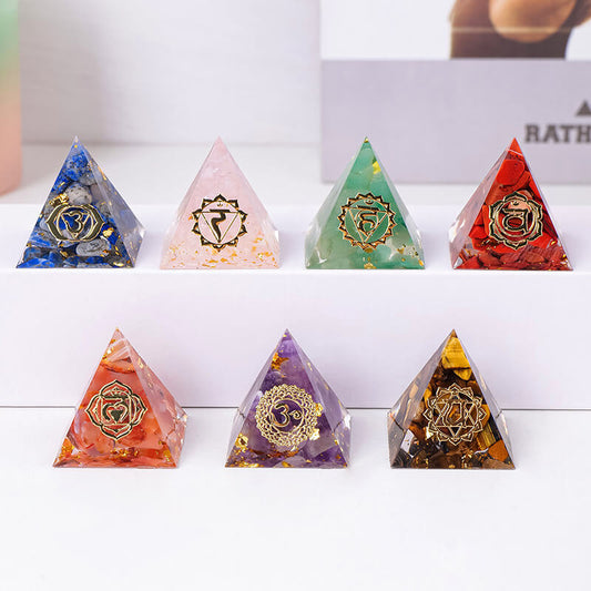 Etheric Aura Crystal Chips Drip Shaped 7 Chakras Pyramids