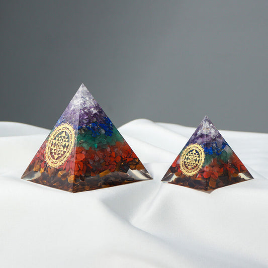 Etheric Aura Colorful Crystal Chip Drip Shaped Orgonite Energy Pyramid