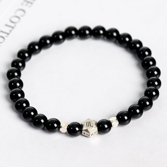 Etheric Aura Obsidian 12 Zodiac Bracelet