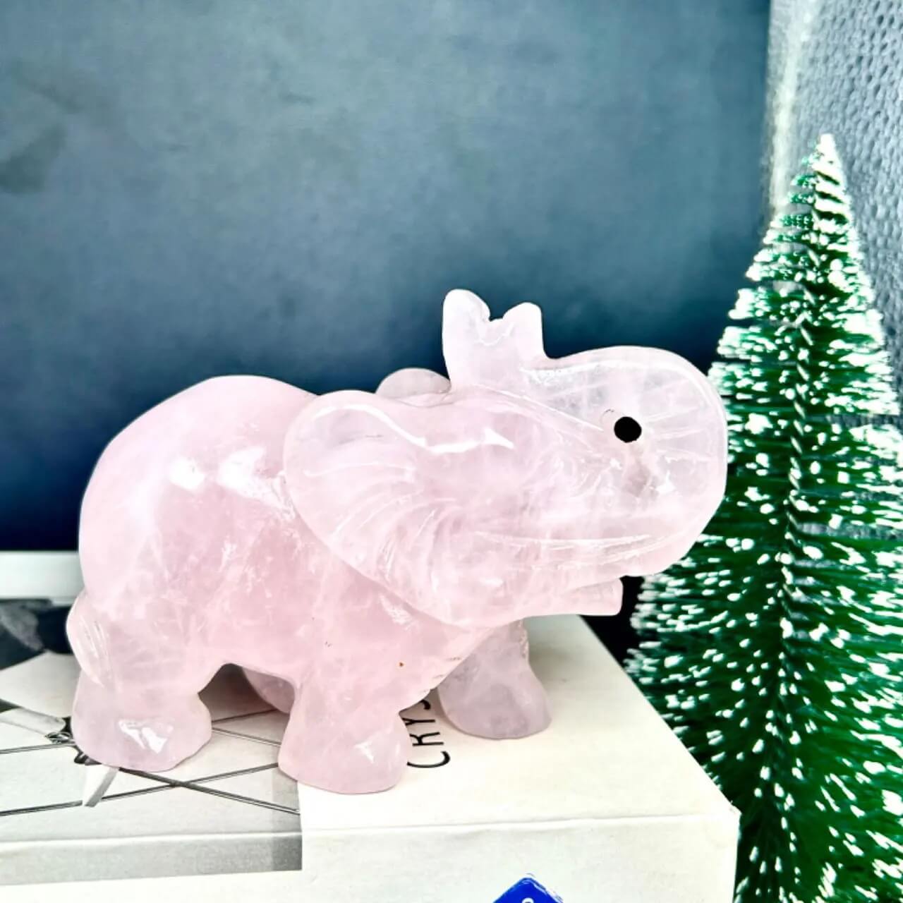 Etheric Aura Natural Rose Quartz Elephant