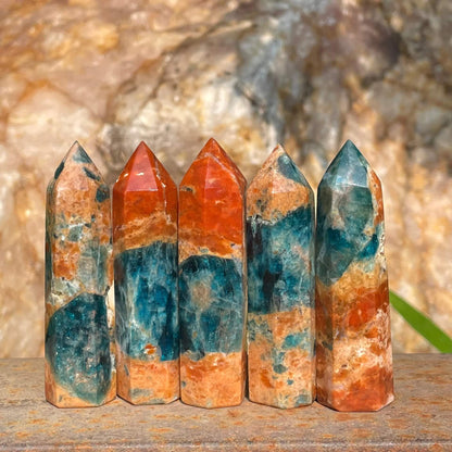 Etheric Aura Sunstone Coexists Apatite Crystal Tower