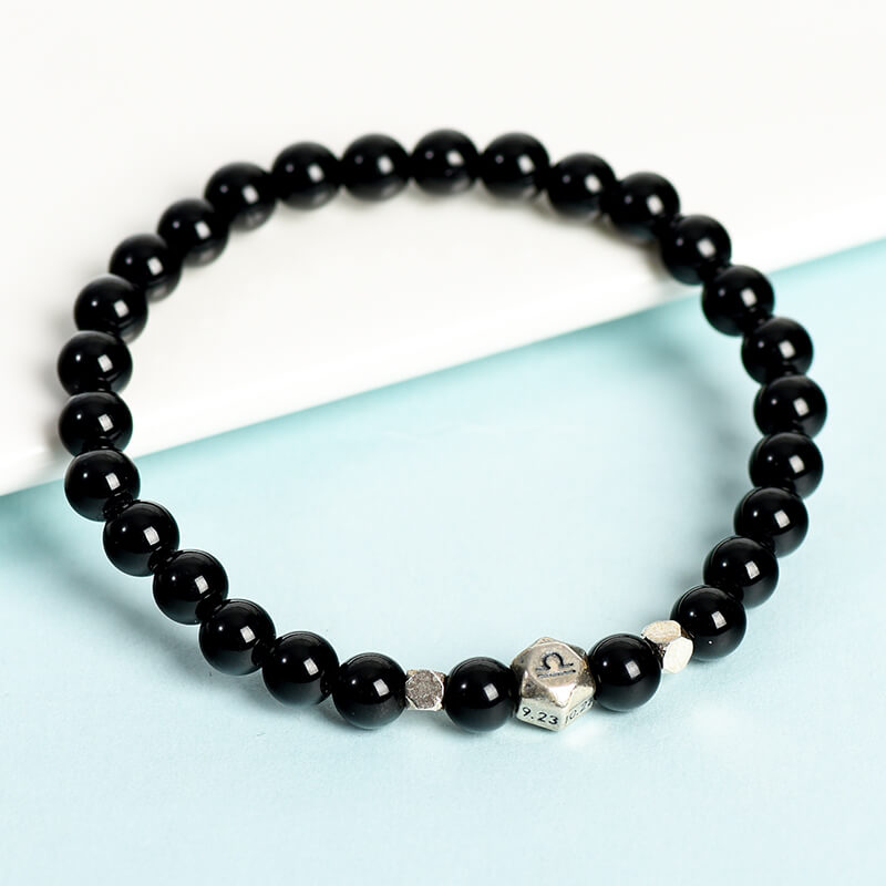 Etheric Aura Obsidian 12 Zodiac Bracelet