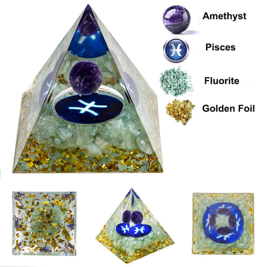 Etheric Aura Natural Crystal Graval Drip Shaped Zodiac Pyramid Pisces