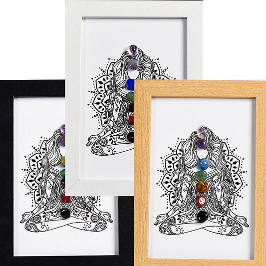 Yoga and Seven Chakras Decoration Painting with Crystal Stone