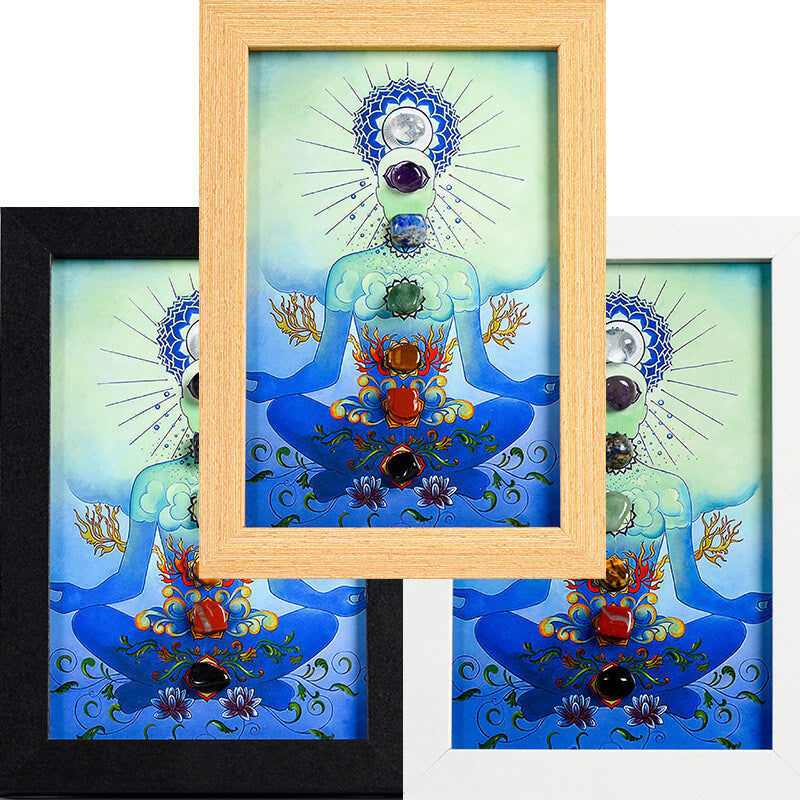 Yoga and Seven Chakras Decoration Painting with Crystal Stone