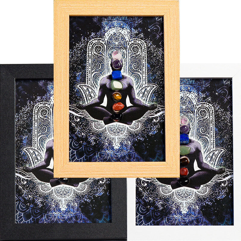 Yoga and Seven Chakras Decoration Painting with Crystal Stone