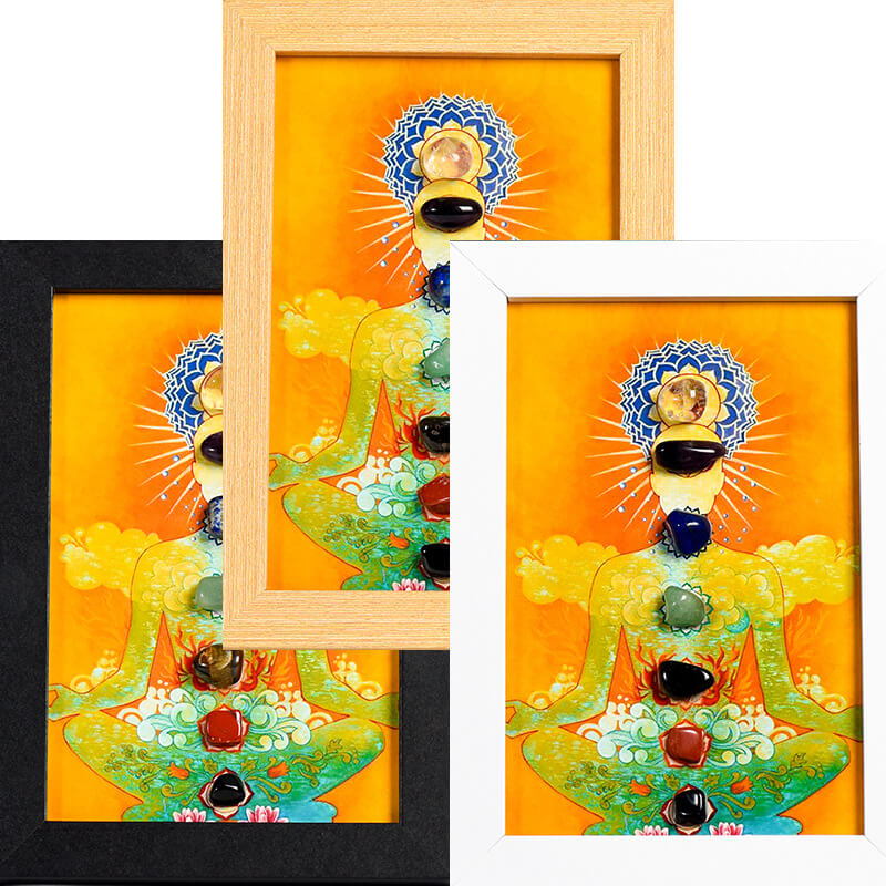 Yoga and Seven Chakras Decoration Painting with Crystal Stone