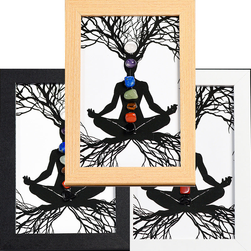 Yoga and Seven Chakras Decoration Painting with Crystal Stone