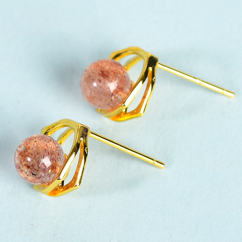 Etheric Aura Crystal Natural Stone Bead Studs Earrings