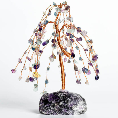 Willow-style Raw Stone Base Crystal Tree｜Fortune Tree｜Feng Shui Tree