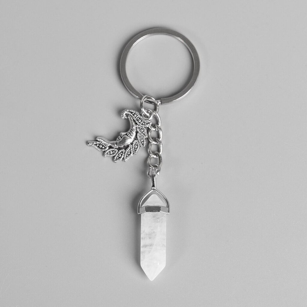 Crystal Hexagonal Double Terminated Points Keychain