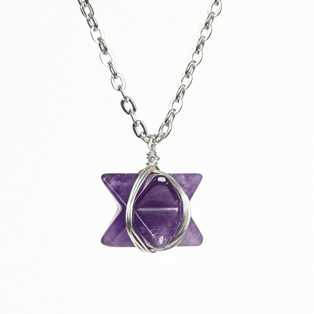 Etheric Aura Natural Crystal Merkaba Pendant Necklace