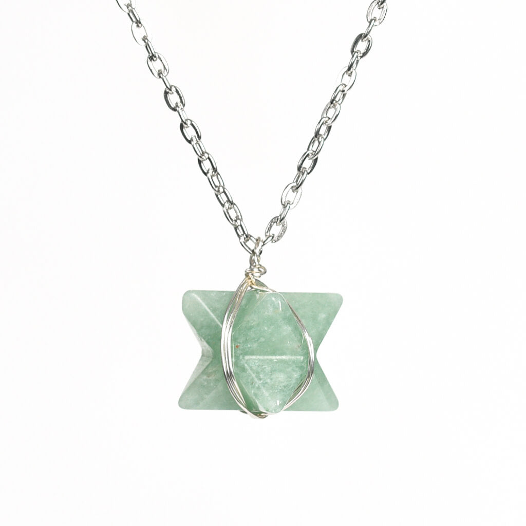 Etheric Aura Natural Crystal Merkaba Pendant Necklace