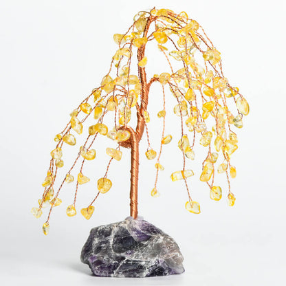 Willow-style Raw Stone Base Crystal Tree｜Fortune Tree｜Feng Shui Tree