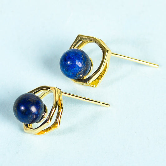 Etheric Aura Crystal Natural Stone Bead Studs Earrings