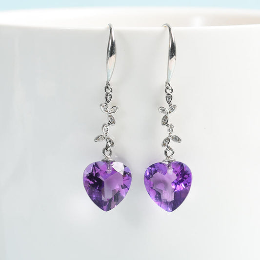 Etheric Aura 925 Sterling Silver Facet Natural Crystal Dangle Earrings