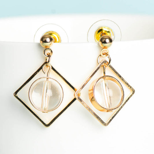 Geometrical Pattern Crystal Earrings