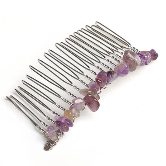 Natural Crystal Chip Stone Hair Comb