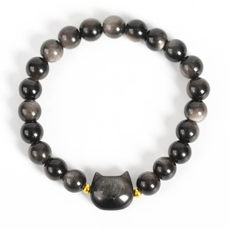 Etheric Aura Silver Sheen Obsidian Bracelet