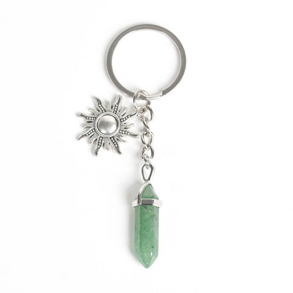 Crystal Hexagonal Double Terminated Points Keychain