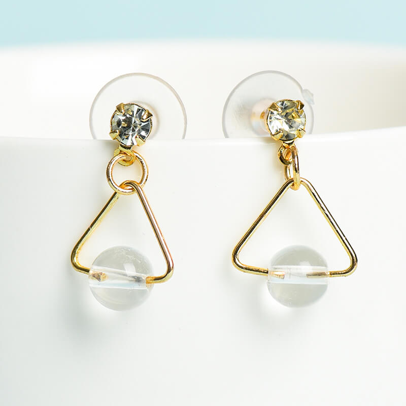 Geometrical Pattern Crystal Earrings