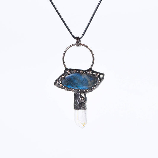 Etheric Aura Vintage Clear Quartz Energy Pendant Necklace