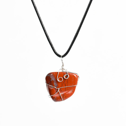 Etheric Aura Wire-Wrapped Crystal Tumbled Stone Necklace