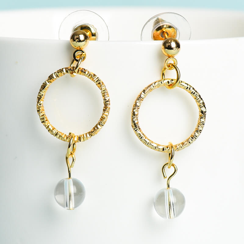 Geometrical Pattern Crystal Earrings