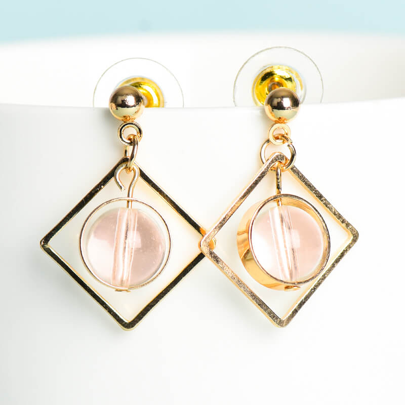 Geometrical Pattern Crystal Earrings
