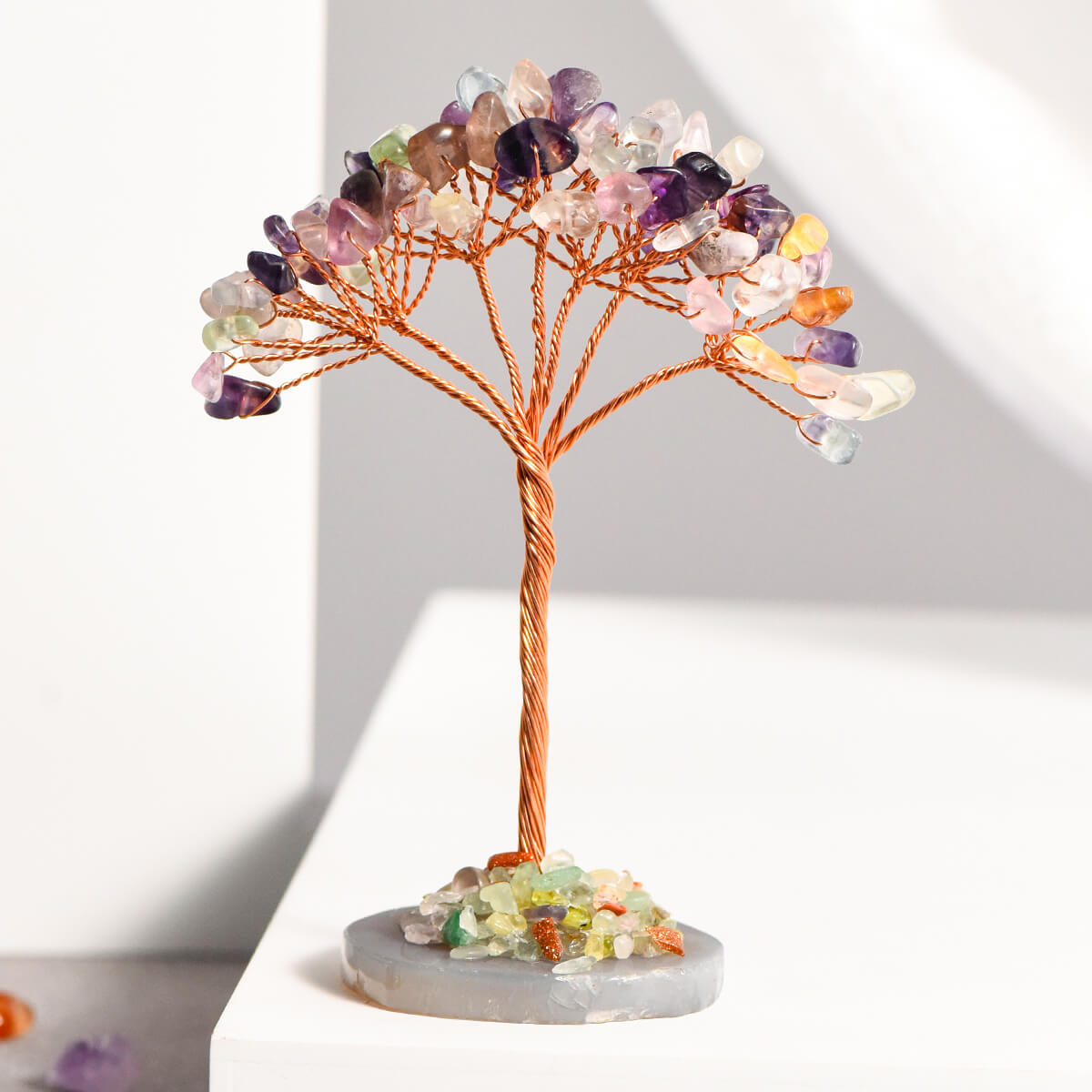 Sliced Agate Base Fortune Crystal Tree｜Feng Shui Tree