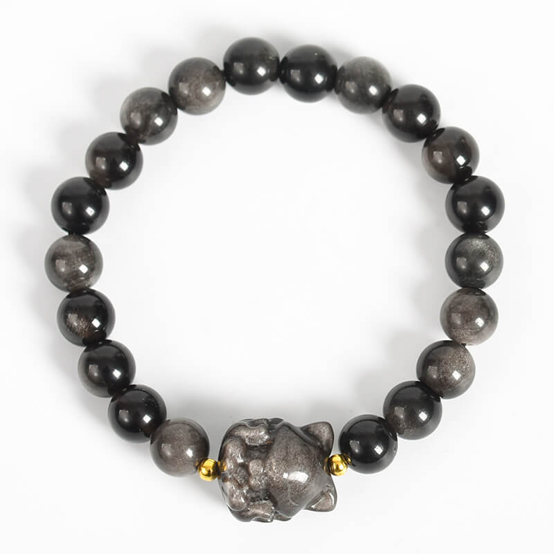 Etheric Aura Silver Sheen Obsidian Bracelet