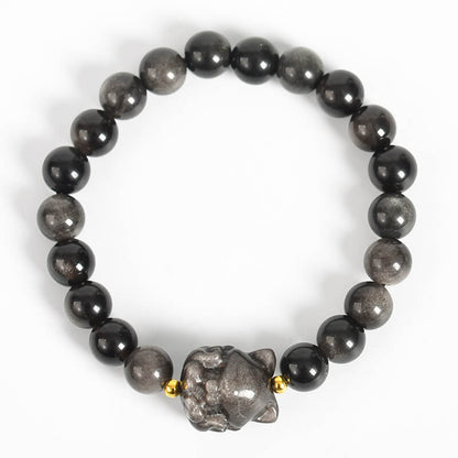 Etheric Aura Silver Sheen Obsidian Bracelet