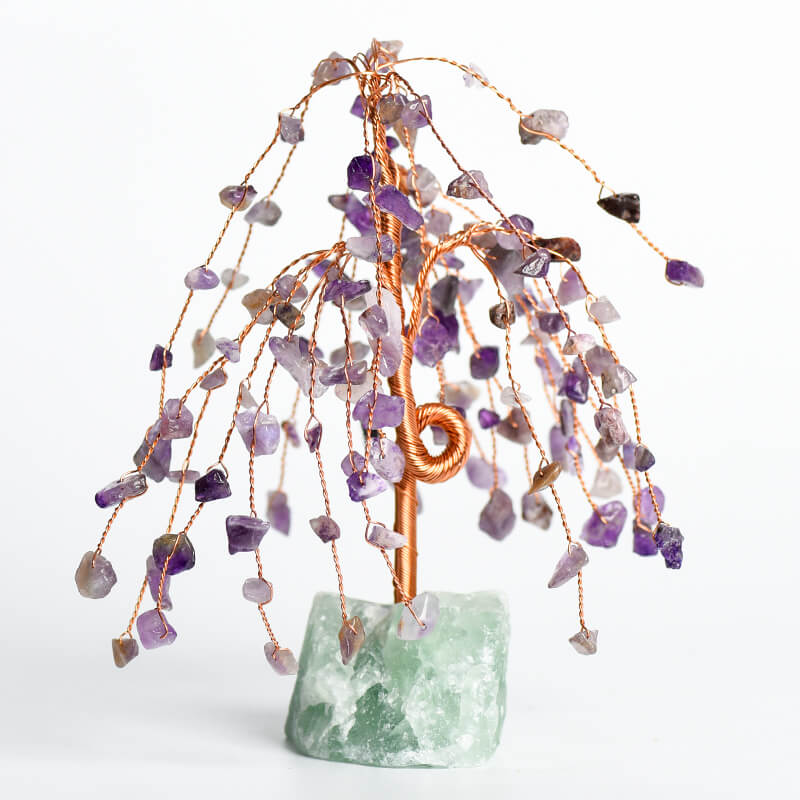 Willow-style Raw Stone Base Crystal Tree｜Fortune Tree｜Feng Shui Tree