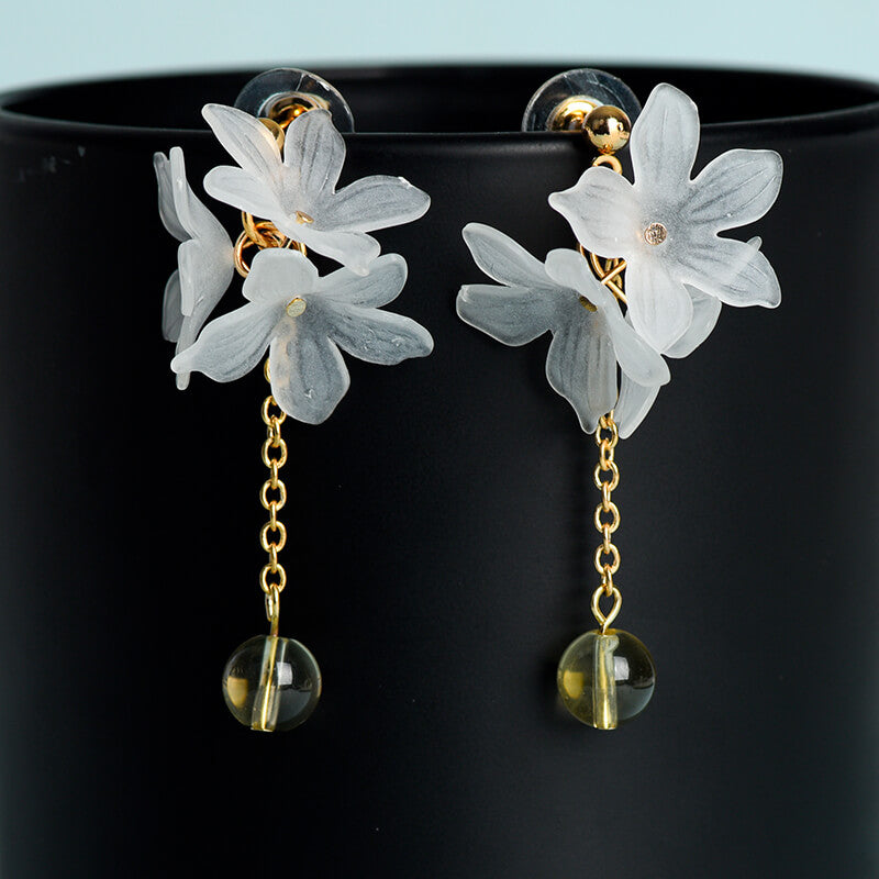 Etheric Aura Gardenia Natural Crystal Earrings