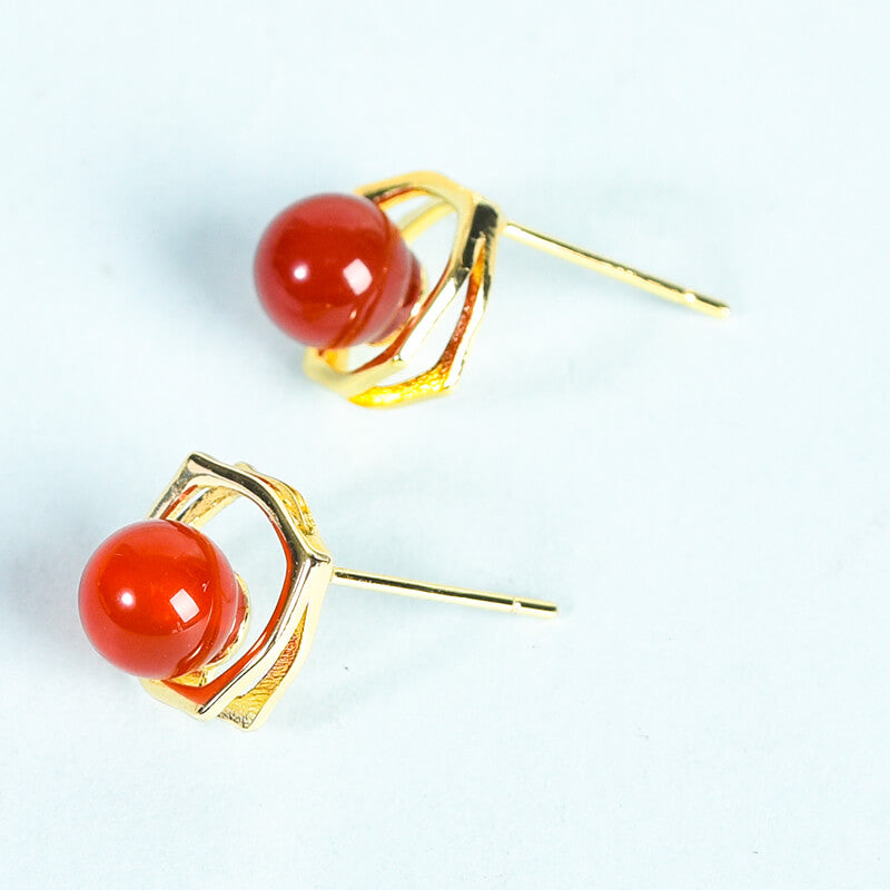 Etheric Aura Crystal Natural Stone Bead Studs Earrings