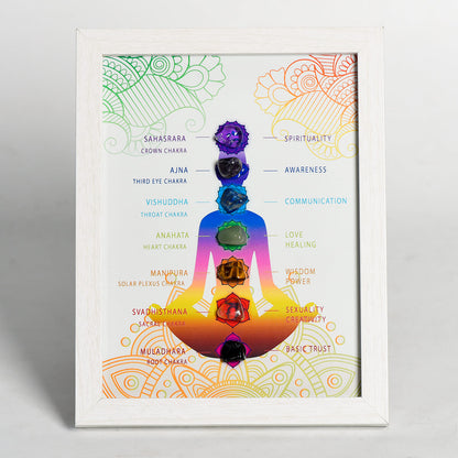 Etheric Aura 7 Chakras Decoration Painting with Tumbled Crystal