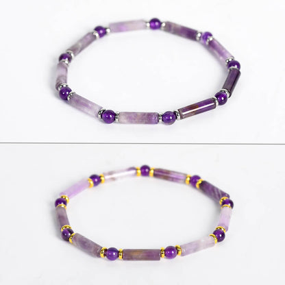 Etheric Aura Rectangle and Round Bead Crystal Bracelet