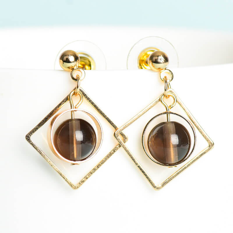 Geometrical Pattern Crystal Earrings